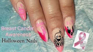 Breast Cancer Awareness Halloween Nails