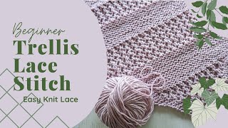 Trellis And Vines Lace Stitch - Beginner Friendly Knit Lace Stitch!🍃