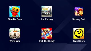 Stumble Guys, Car Parking, Kick the Buddy, World War  #games ep.1