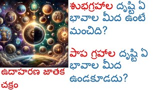 శుభగ్రహాల దృష్టి ఏ భావాల మీద ఉంటే మంచిది? పాప గ్రహాల దృష్టి ఏ భావాల మీద ఉండకూడదు? ఉదాహరణ జాతక చక్రం