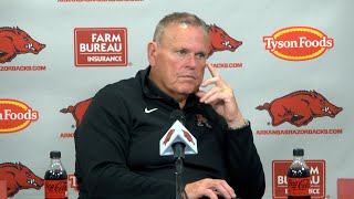 Arkansas head football coach Sam Pittman talks about 34-10 loss to No. 8 LSU