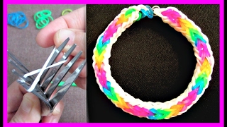 Double Cross Fishtail Rainbow Loom Bracelet without Loom/ on 2 Forks