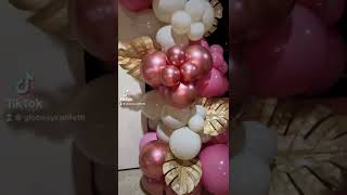 Decoración cumpleaños #cumpleaños #mujer #idea #arcodeglobos #globos #palorosa #arena #dorado