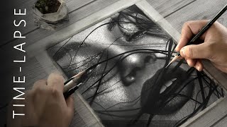 Drawing Wet face Portrait | Satisfying Time-lapse