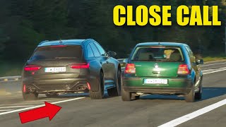 Cars Leaving Nürburgring Tankstelle, FAILS! RS6 Close Call, Crazy BMW's, R34 GTR, 997 GT2, R32, C63