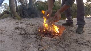 day hike with my dog and starting a fire.