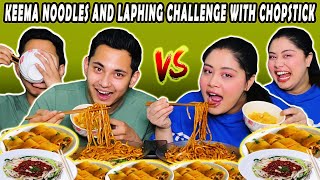 Keema Noodles And Laphing Challenge With Chopsticks || Buda VS Budi ||