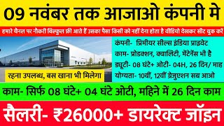 09 नवंबर तक आजाओ सब, ₹26000/ माह, 10वीं 12वीं ITI डिप्लोमा बीटेक सबका भर्ती | Best Job Vacancy 2024