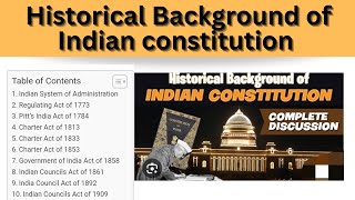 Historical background of indain constitution ! Indian polity for competitive exams! Amit Kumar..