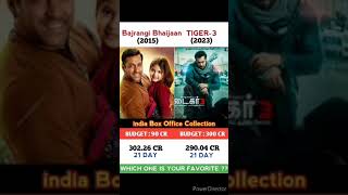 Bajrangi Bhaijaan Vs Tiger 3 Movie 21 Day Comparison -- Box Office #shorts #jawan #tiger3 #dunki