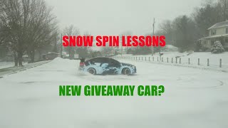 SNOW SPIN LESSONS IN THE STI! PLUS NEW GIVEAWAY CAR??