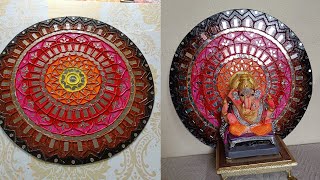 Lippan art //Ganpati Background Decoration // Mud & Mirror Art// Cone Art//