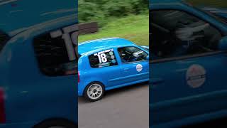 Renault Clio pushing speed up the hill climb