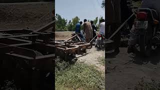 Tractor harrow pulling with bikes.#desi #reels #trending #tractor #pullingo #tractorlover #village