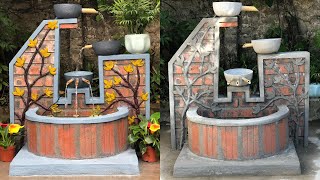 Garden design | 3-Floor Mini Waterfall Mini Aquarium with brick and cement