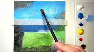 Full Tutorial/Seaside Garden/ Studio Ghibli/ Easy Acrylic Painting Tutorial For Beginners  #353F