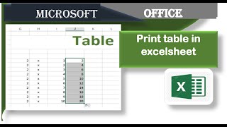 print table in excel sheet | lecture 5