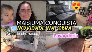 COMPRAMOS O SOFÁ // OBRA CRESCENDO // ESTAMOS CONSTRUINDO UMA LAVANDERIA🙌🏻