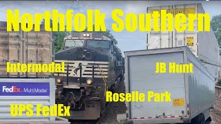 NS Norfolk Southern 8936, 1808, 4162 Freight Container Intermodal Double Stack Trailer Train Roselle