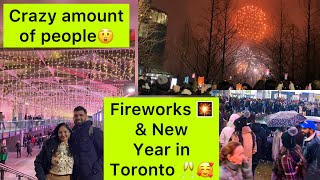 New year in Toronto 🥂| Crowded Tram | Crazy amount of people joined | Fireworks 💥 | Toronto Downtown