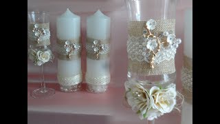 Հարսանյաց մոմեր եվ բաժակներ/ Wedding candle & glasses/Свадебные свечи и бокалы своими руками