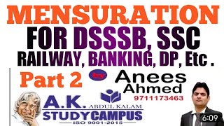 MENSURATION Part 2 || DSSSB, SSC, BANKING, RAILWAY, DP