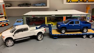 Greenlight 1/64 Hurst Chevy 3500 Dually Camaro Set and Custom Trucks