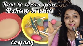 How To Clean Makeup Brushes At Home || Easy Way To Wash Beauty blender #beautyhacks #makeup