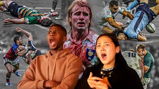 Couple REACTS to RUGBY HARDEST HITS | Broooo, Rugby is definitely not for the WEAK!