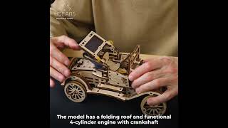 UGEARS Retro Car UGR-T Classic Car Model Kit - Assembly Set Mechanical 3D Wooden Puzzles for Adults