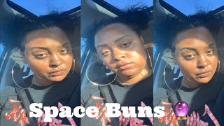 Easy, Quick How To : 2 Buns ( Space Buns +Edges)