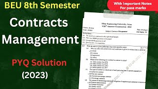 Contracts Management II PYQ Solution II 2023 II 8th Semester II Civil Engineering II BEU