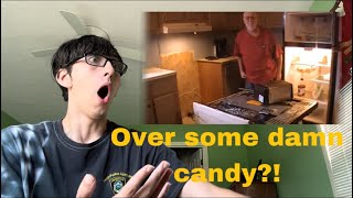 OVER SOME DAMN CANDY?! Angry Grandpa destroys kitchen! reaction