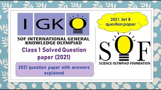 #class1 #sof #igko 2021 Set B Science International General Knowledge #olympiad previous year paper