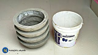 Cement flower pot making at home color - beautiful and simple pot idea .