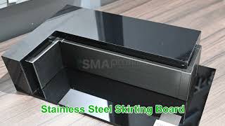 Stainless steel skirting board.