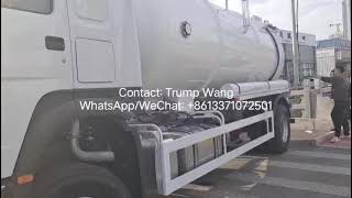 Vacuum Pump Sewage Suction Truck , Septic Tank Cleaning Truck 16CBM LHD 290HP