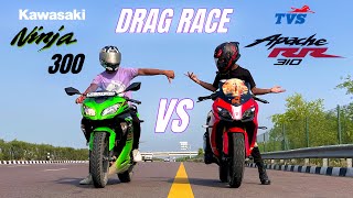 kawasaki ninja 300 vs tvs Apache RR 310 | Drag race | amazing battle 🔥