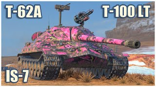 IS-7, T-62A & T-100 LT • WoT Blitz Gameplay