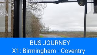 🇬🇧 BUS JOURNEY | National Express West Midlands / Coventry X1: Birmingham ➔ Coventry