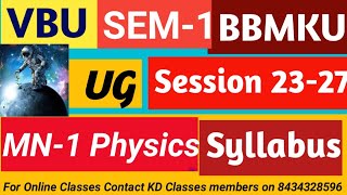 #VBU#BBMKU#MN-1 Physics,#Sem-1, Seson 23-27,#syllabus , Most important questions padhna हुआ आसान😲