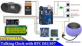 How to make Talking Clock using RTC DS1307 and Arduino | Arduino Talking Clock with Alarm