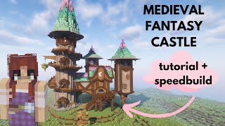 I built a funky purple and teal Medieval Fantasy Castle in Minecraft!