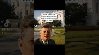 John F. Kennedy in a selfie-style picture in front of the White House in 1962 #history