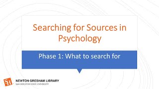 Search for an Article in Psychology - Part 1