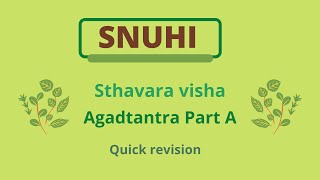 Snuhi || Sthavar visha || Agadtantra part A || Quick revision || BAMS 3rd year