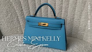 Hermes Mini Kelly Celeste Epsom 20 GHW - UNBOXING