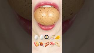 ASMR REAL EMOJI FOOD 🥚🥚🍳🍜🧀🍤🍖🥓🍄🥟 이모지 먹방 (sped up)