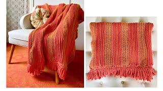 Spicy Stripes!  Modern Crochet, Blanket, Throw, Just 2 easy stitches!