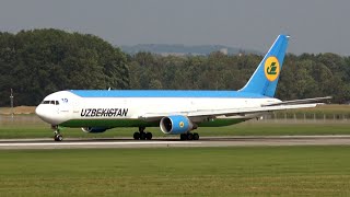 4Kᵁᴴᴰ Boeing 767-300ER Uzbekistan Airways Cargo Taxi & Takeoff @ Ostrava Leoš Janáček Airport, LKMT